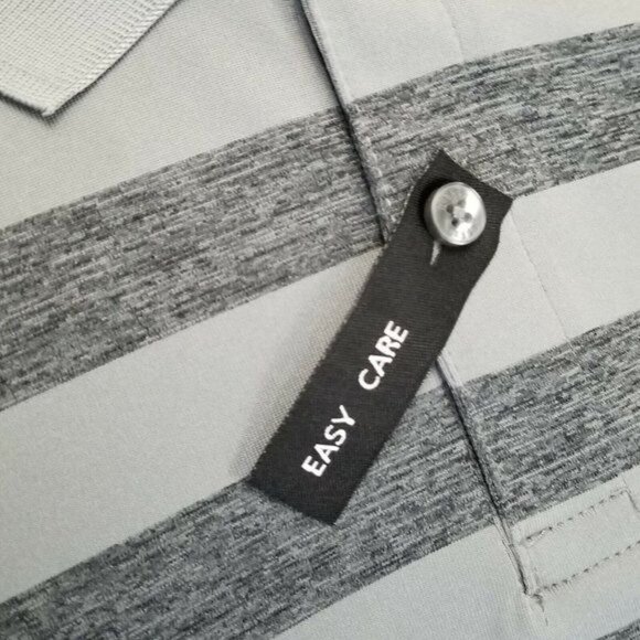 Haggar Polo Shirt  L Gray Stripe Short Sleeve Casual  Easy Care NEW - Picture 4 of 6